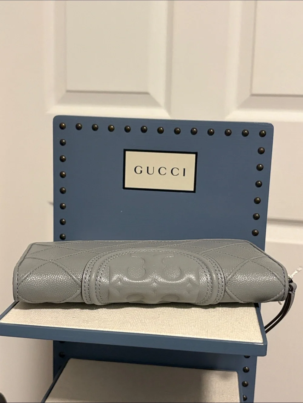 Tory Burch NWT Fleming Soft Grained Zip Continental Wallet In Slate
